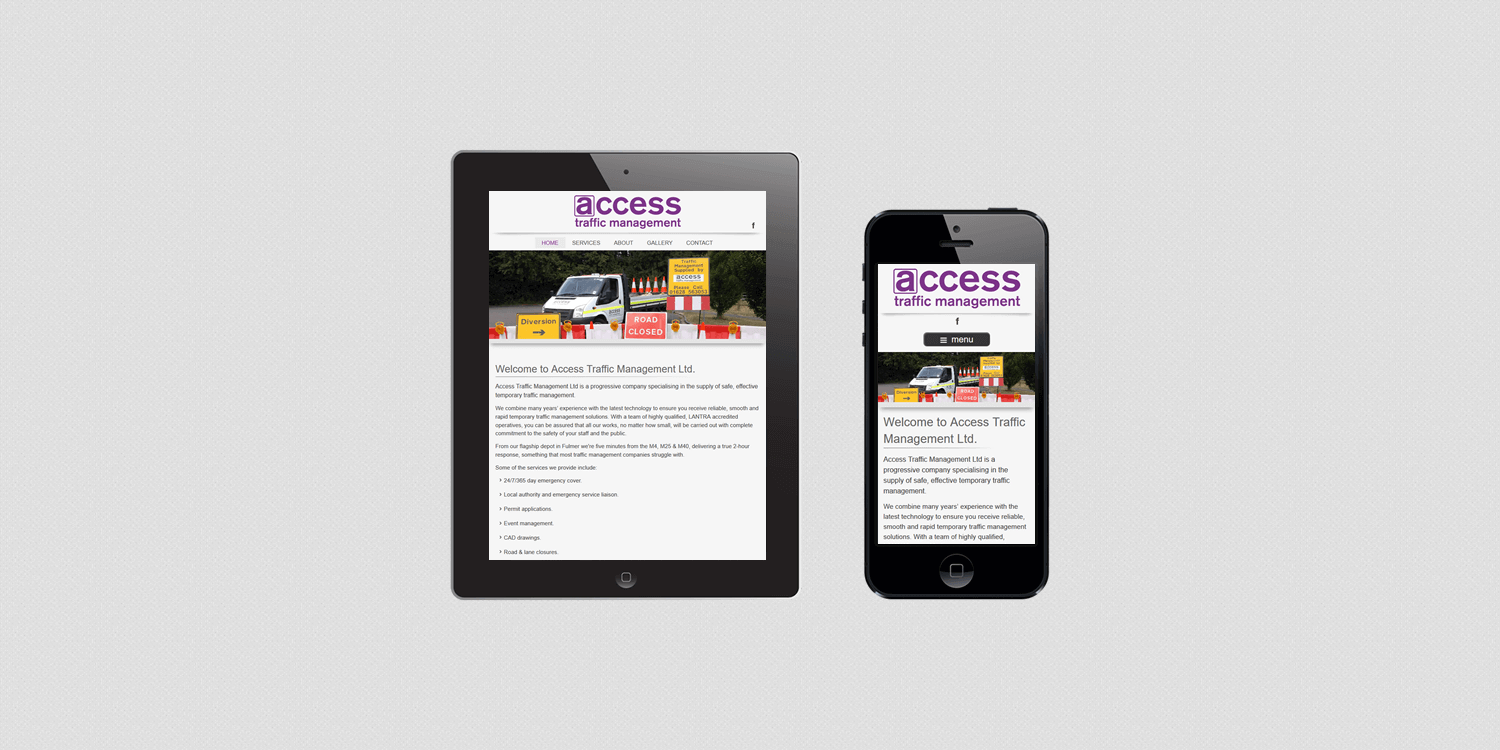 Access TM website design by create/enable on a smartphone and a tablet