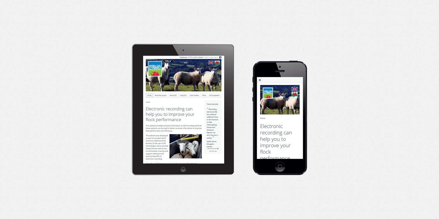 Ewe manage IT website design by create/enable on a smartphone and a tablet