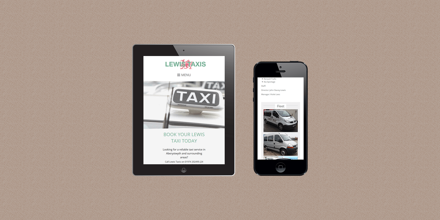 Lewis Taxis website design by create enable tablet and smartphone